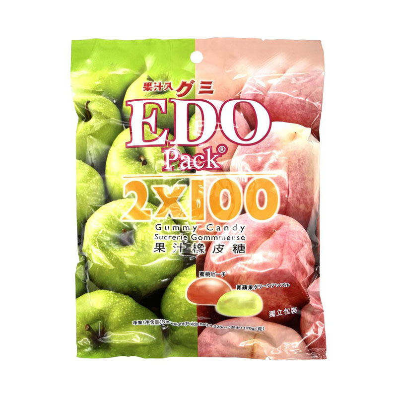 EDO 果汁橡皮糖 水蜜桃味+青苹果味120g