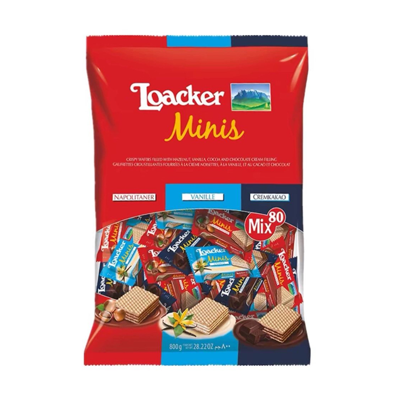 Loacker 榛子+香草+巧克力威化饼干（袋装）800g