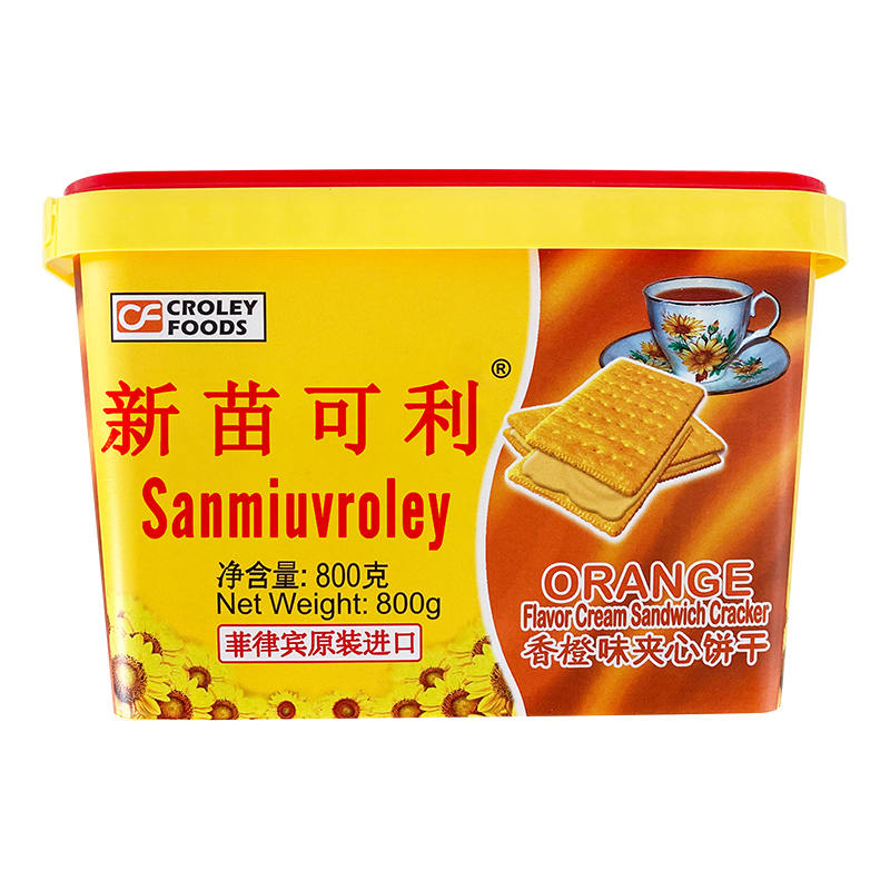 向日葵牌 香橙味夹心饼干胶盒装深青色 800g