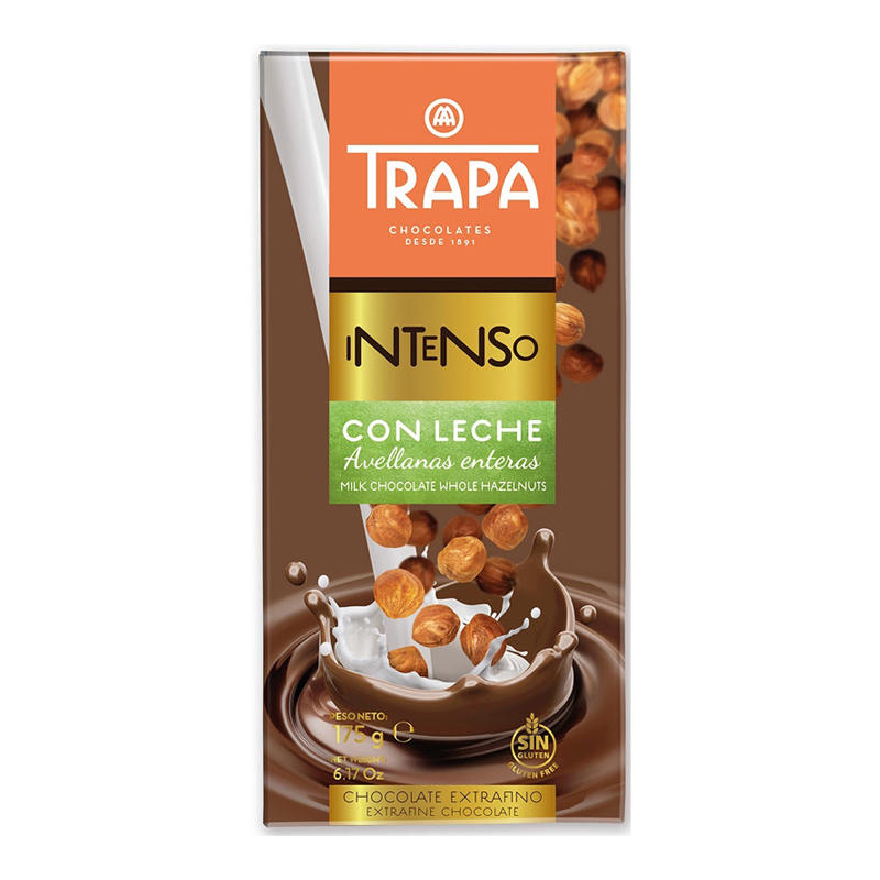 {有效期至2025年11月}Trapa 原粒榛子牛奶巧克力175g
