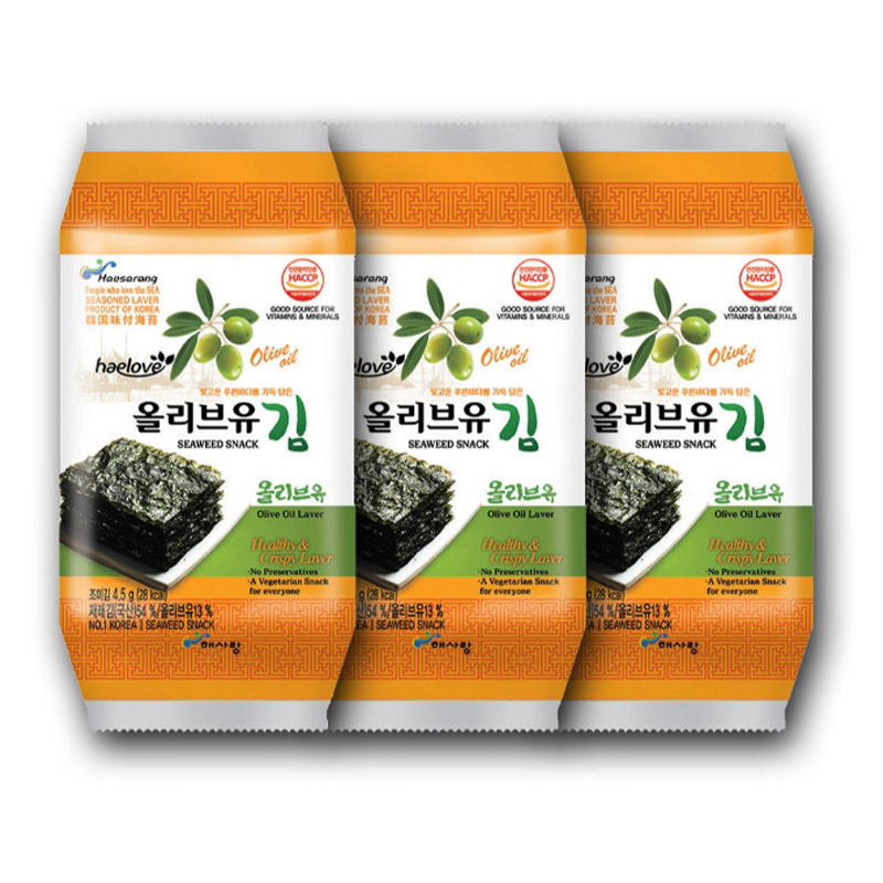 {有效期至2025年9月}HAELOVE 橄榄油紫菜4.5g*3